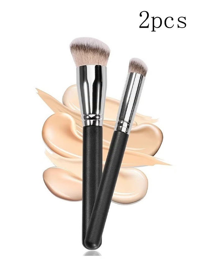 واي جيه تحت فرشاة إخفاء العين وفرشاة مؤسسة مكياج السائل، 2 PCS كثيفة مزج كابوكي مكياج فرشاة للسوائل والقشطة ووضع مسحوق - Image 1