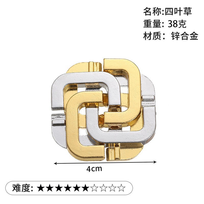 Magic Puzzle Gold Needle Horseshoe Square Lock Unlock Luban Lock Burn Brain Kong Ming Lock Triangle Chain High Iq Take Things - Image 1