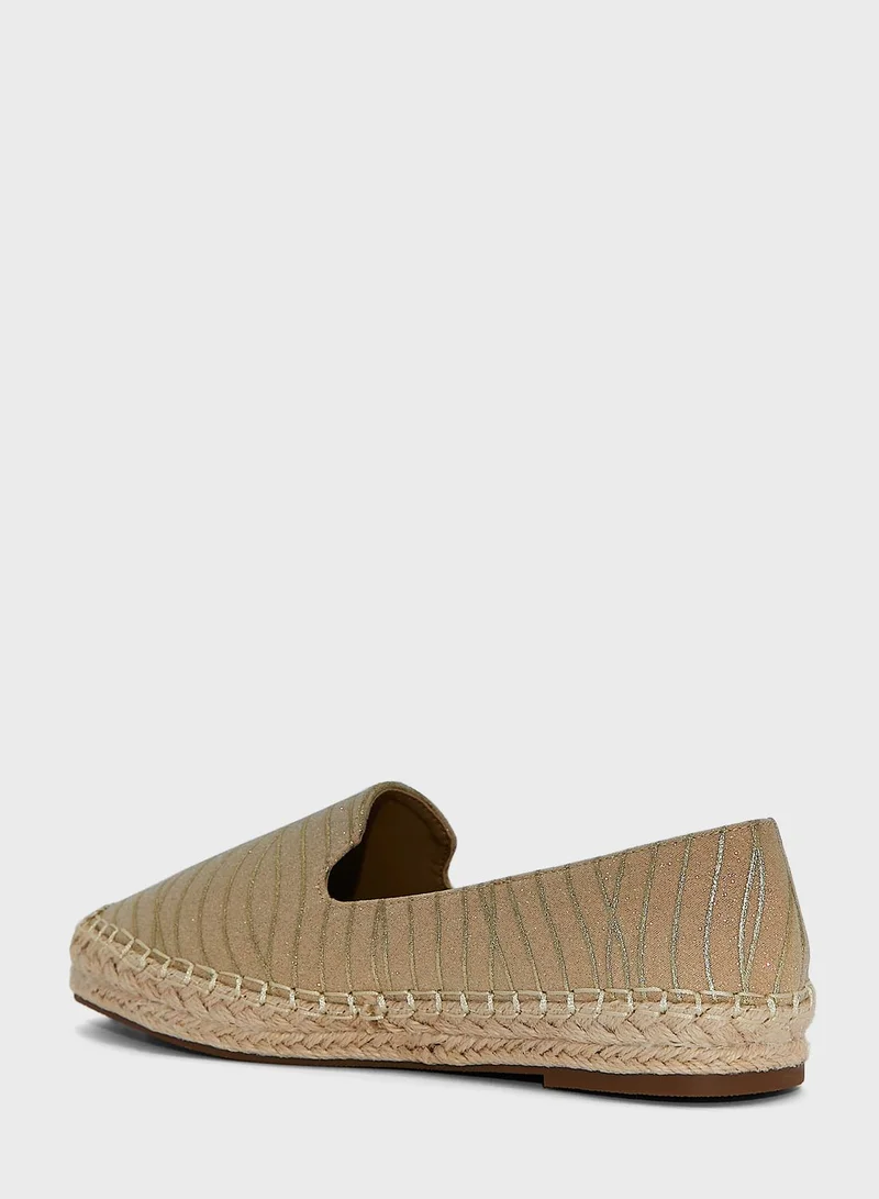 ELLA Black Shimmery Striped Espadrille