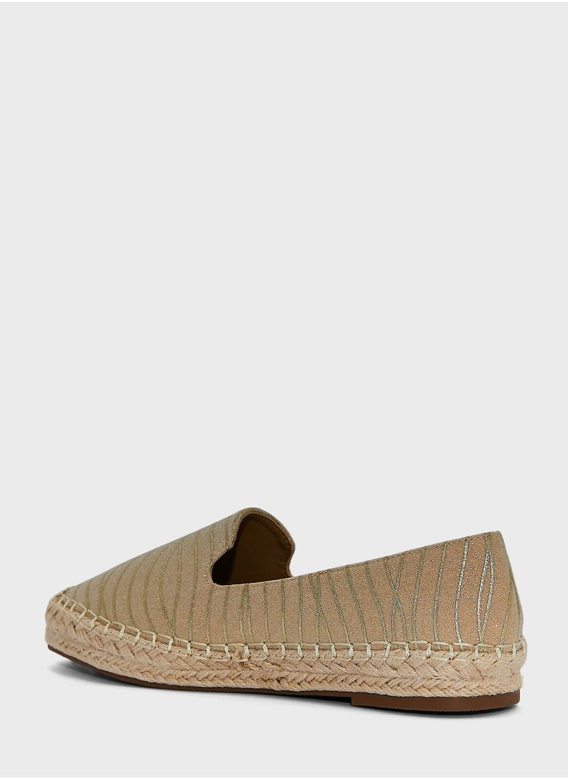 ELLA - Black Shimmery Striped Espadrille - Image 1