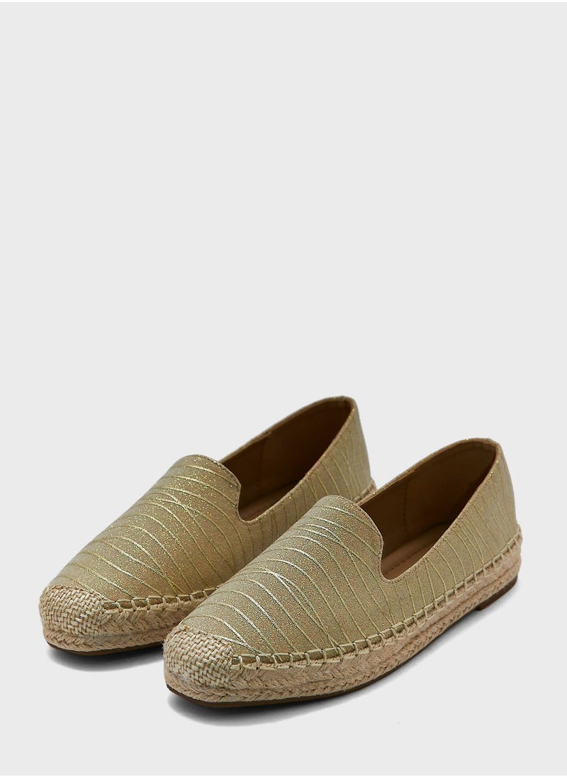 ELLA - Black Shimmery Striped Espadrille - Image 1
