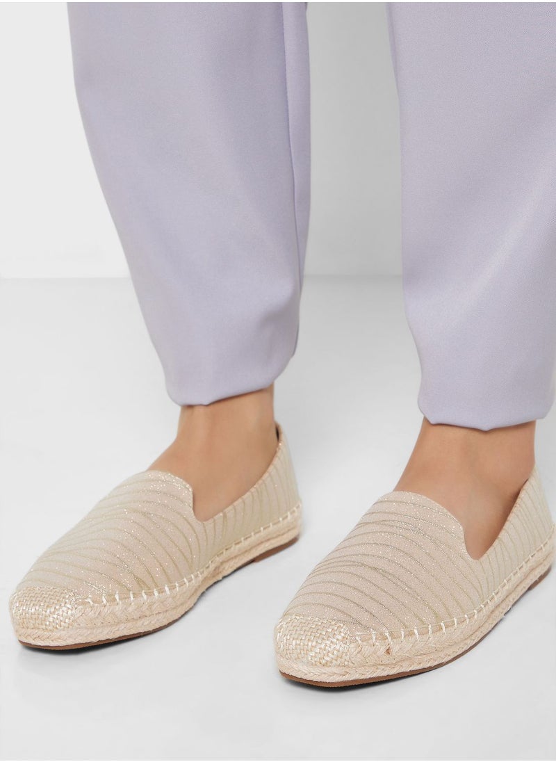ELLA - Black Shimmery Striped Espadrille - Image 1