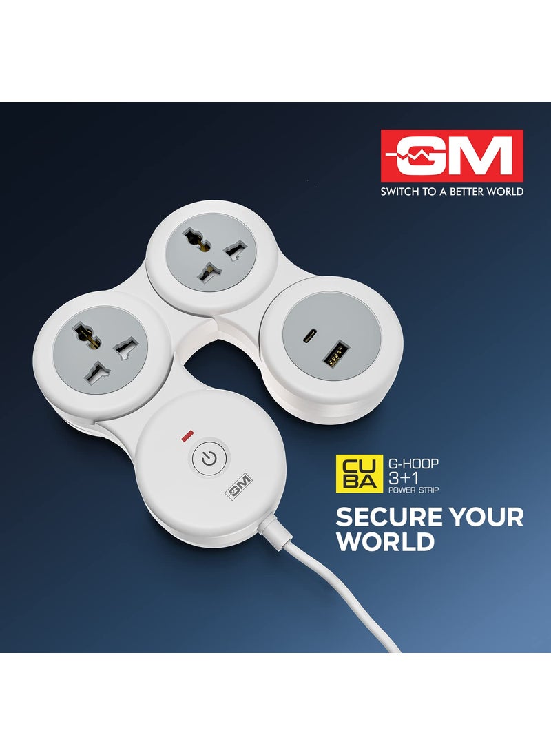 GM GM 31 GHoop Spike Guard with A C Type USBMaster Switch Indicator Safety Shutter 18 Mtr Wire with Overload Protection 2 International sockets 2 USB Port 1 C Type 1 A type31A  - Image 3