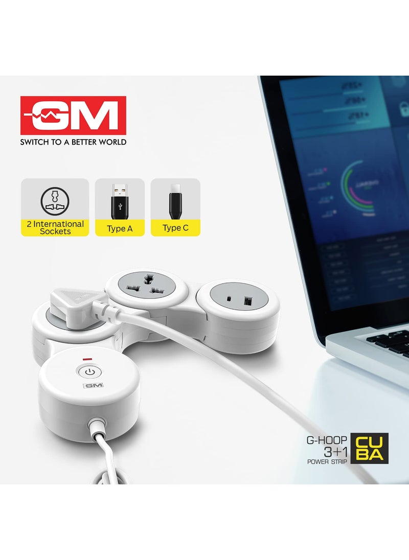 GM GM 31 GHoop Spike Guard with A C Type USBMaster Switch Indicator Safety Shutter 18 Mtr Wire with Overload Protection 2 International sockets 2 USB Port 1 C Type 1 A type31A  - Image 5