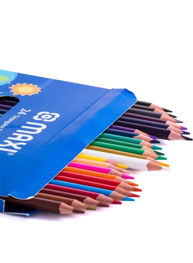 Maxi 24-Piece Colour Pencils With Sketch Book With Assorted Coloured Sheets - Image 3