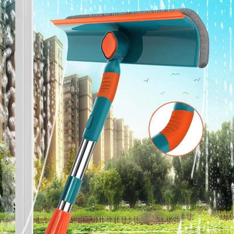 QERINKLE 2 in 1 Window Cleaning Tool Wiper Window Cleaner with Bendable Head for Indoor Outdoor High Windows Cleaning (Green, 110 CM) - Image 2