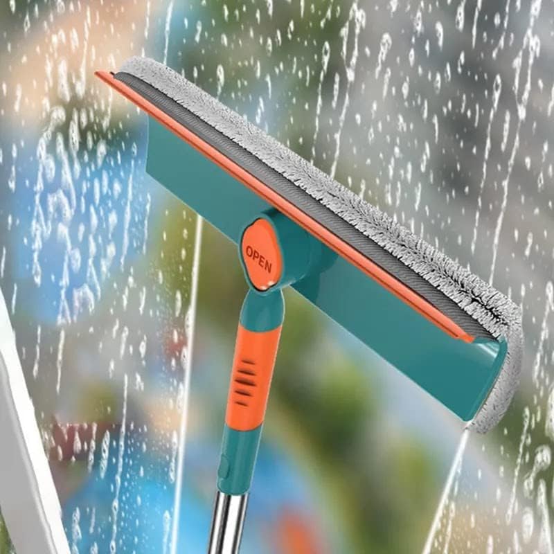 QERINKLE 2 in 1 Window Cleaning Tool Wiper Window Cleaner with Bendable Head for Indoor Outdoor High Windows Cleaning (Green, 110 CM) - Image 4