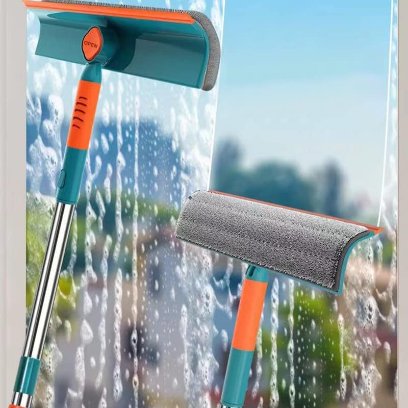 QERINKLE 2 in 1 Window Cleaning Tool Wiper Window Cleaner with Bendable Head for Indoor Outdoor High Windows Cleaning (Green, 110 CM) - Image 1