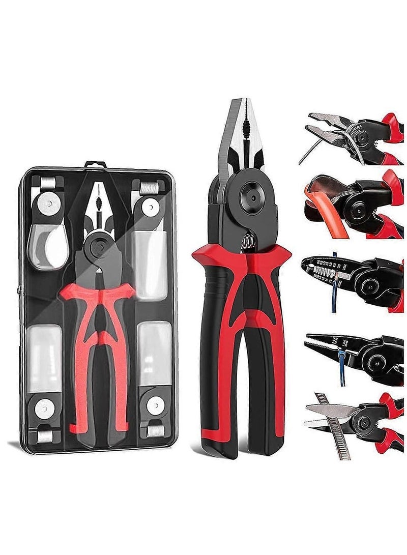 GIFEY 5-In-1 Replaceable Pliers Tool, Multifunctional Tool - with Wire Strippers, Crimping Pliers, Shears  - Image 1