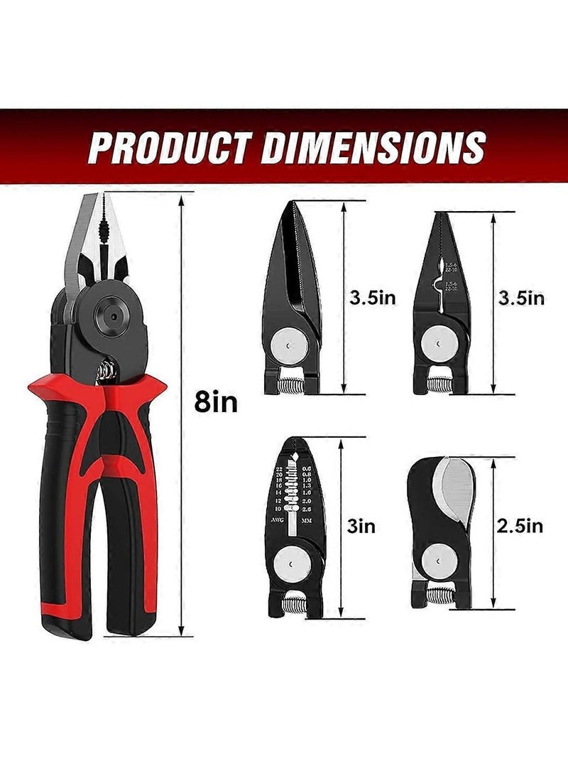 GIFEY 5-In-1 Replaceable Pliers Tool, Multifunctional Tool - with Wire Strippers, Crimping Pliers, Shears  - Image 2