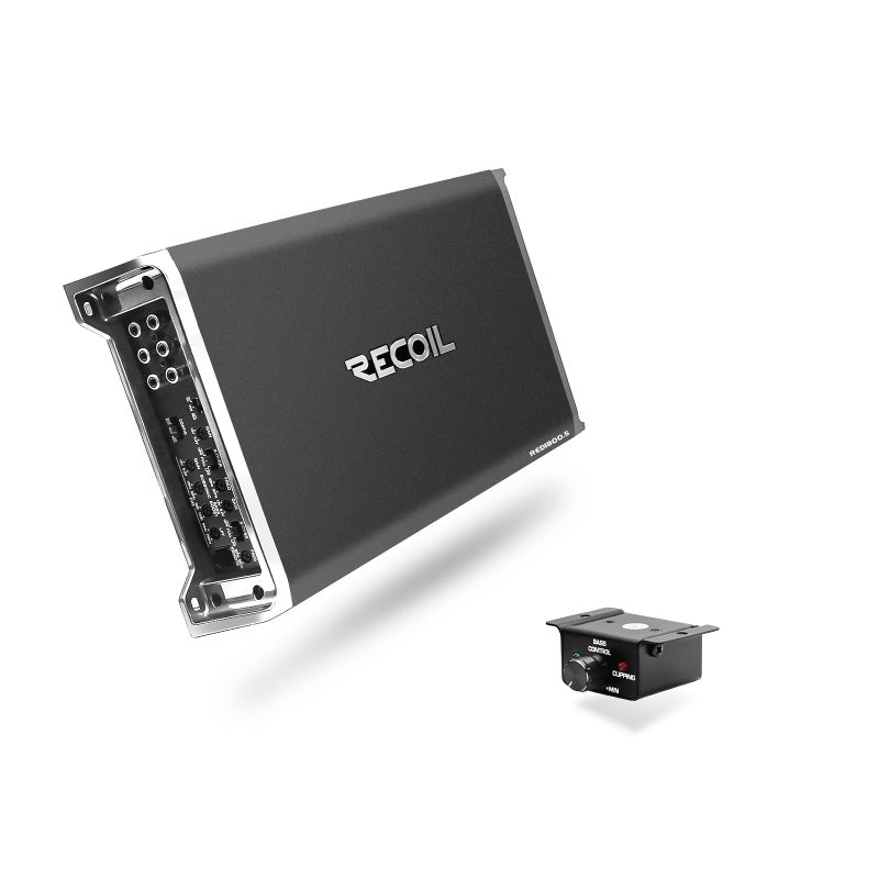 Recoil RED18005 1800 Watts ClassD Car Audio 5Channel Amplifier Mono 1 Ohm Stable Remote Bass Knob Included