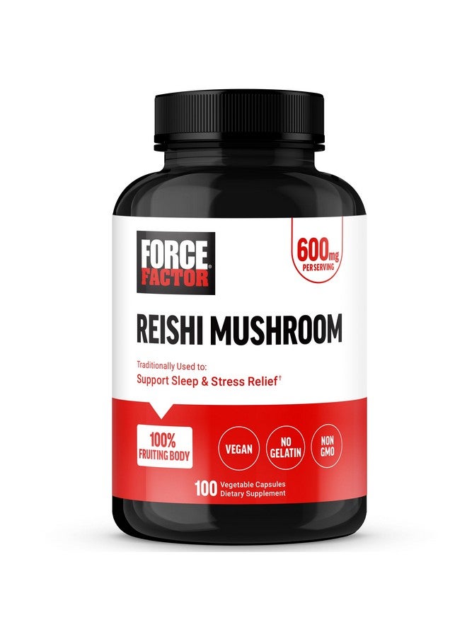 FORCE FACTOR Reishi Mushroom Supplement, Stress Relief Supplement and Sleep Support Supplement Made with Reishi Mushroom Extract, Vegan, No Gelatin, Non-GMO, 100 Vegetable Capsules - Image 1