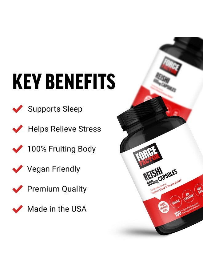 FORCE FACTOR Reishi Mushroom Supplement, Stress Relief Supplement and Sleep Support Supplement Made with Reishi Mushroom Extract, Vegan, No Gelatin, Non-GMO, 100 Vegetable Capsules - Image 2