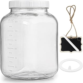 Folinstall Wide Mouth 1 Gallon Clear Glass Mason Jar with Lid, Heavy Duty Airtight Screw Lid with Silicone Gasket - - Image 1