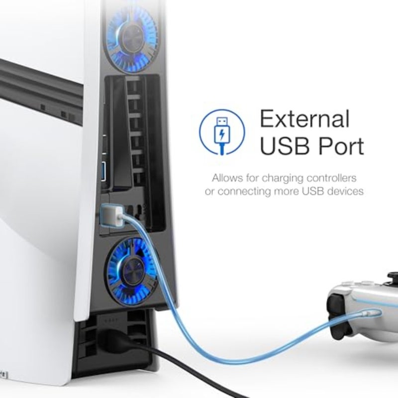 Cooling Fan For PS5 Pro Quiet Enhanced 4-Fan Cooler With Adjustable Speed Auto Power On/Off Includes USB 3.0 Port Gaming Cooling Accessory For PlayStation 5 Pro - Image 5