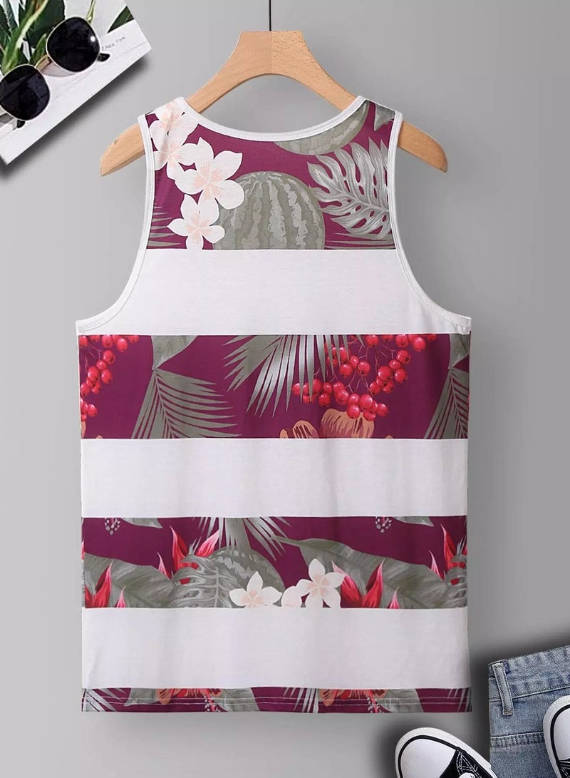 Men Tropical Print Tank Top - Image 2