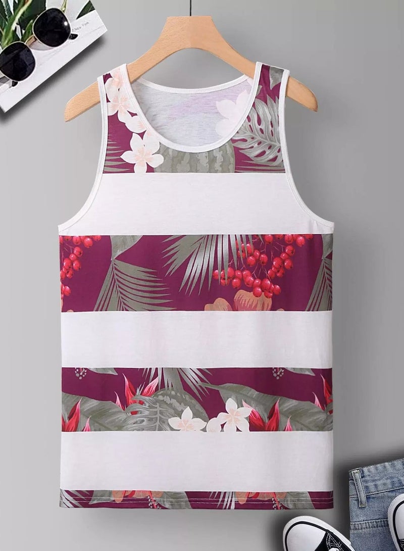Men Tropical Print Tank Top - Image 1
