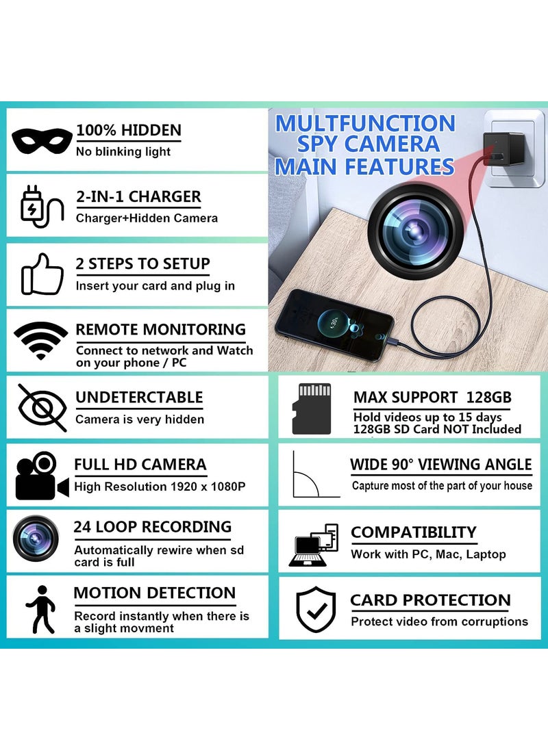 IYZA IYZA WiFi Charger Camera Full HD 4k 1080p Video Recorder Work 24 Hours Watch Live in Phone Motion Detection Security Camera  - Image 3