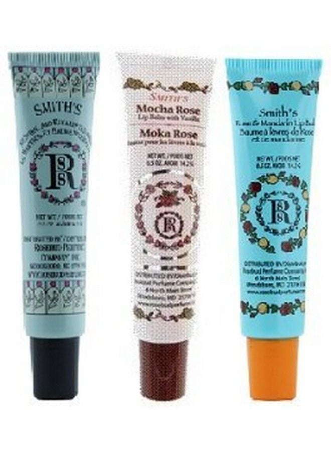 Rosebud Perfume Co. Lip Balm Tube 3 Pack: Mentol & Eucalyptus + Moka Rose + Rose & Mandarin 05 oz each  - Image 2