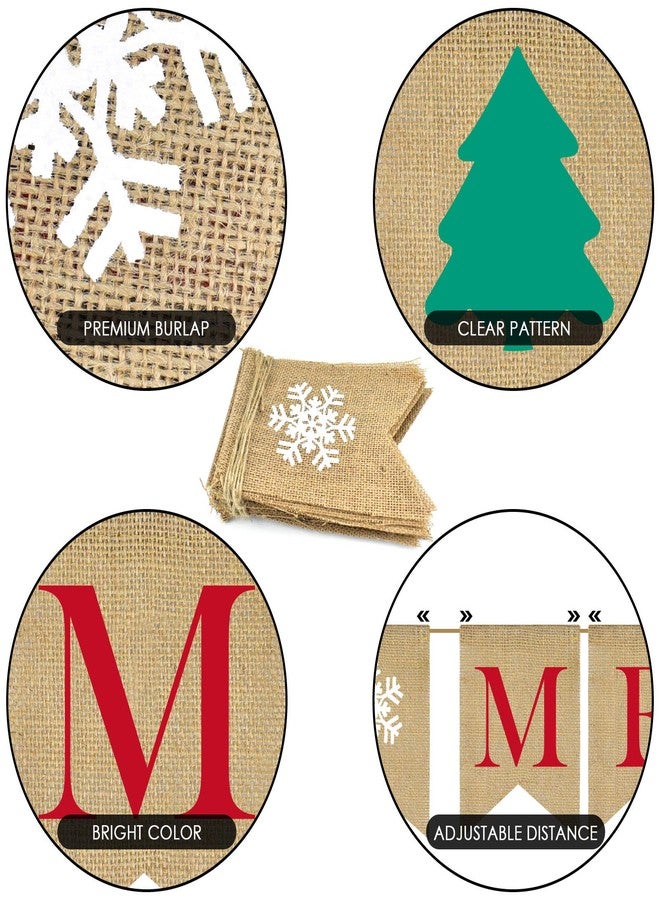 PACETAP Merry Christmas Burlap Banner with 4 Red Bows, Home Indoor Christmas Decorations for Fireplace, Chimney, Wall, Tree - Image 3