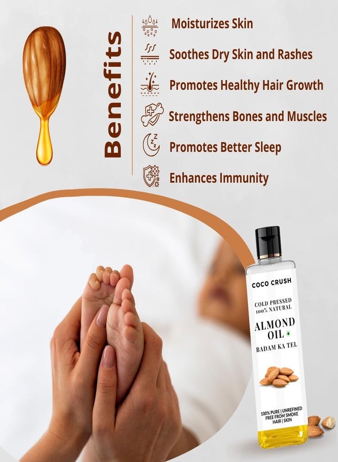 Coco Crush Cold Pressed Almond Oil for Baby Hair & Skin Massage | Organic & 100% Natural | Prevents Diaper Rash, Dryness & Dull Skin | Certified (50 ML) - Image 4