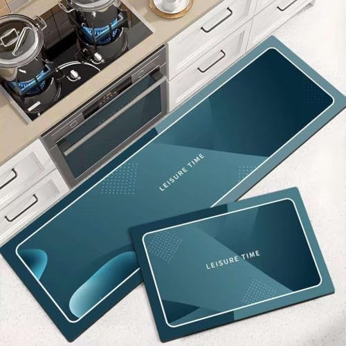 Outlay Home 2 Pcs Kitchen Mats - Waterproof Memory Foam Standing Desk Floor Mat Non Slip Rugs, Comfort Runner Rug Floor Carpets for Kitchen Home Office, Sink & Laundry(120 * 40 cm, 40 * 60 cm) (Leisure Time) - Image 1