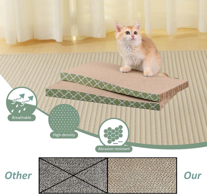 MECOOL Cat Scratcher Cardboard Scratching Pads Scratch with Catnip 2PCS Reversible Corrugated Cardboard - Image 5