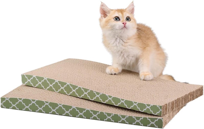 MECOOL Cat Scratcher Cardboard Scratching Pads Scratch with Catnip 2PCS Reversible Corrugated Cardboard - Image 1