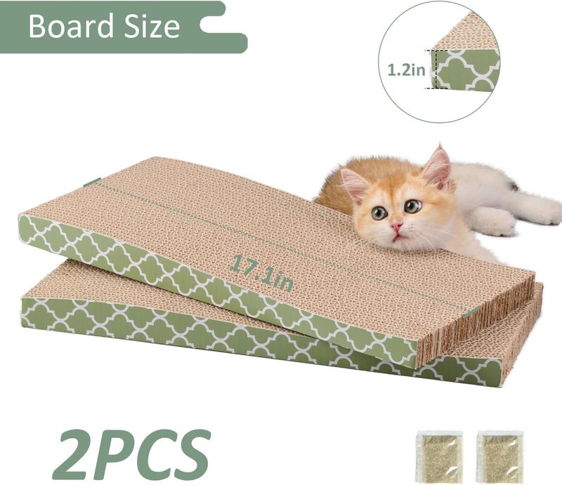 MECOOL Cat Scratcher Cardboard Scratching Pads Scratch with Catnip 2PCS Reversible Corrugated Cardboard - Image 3