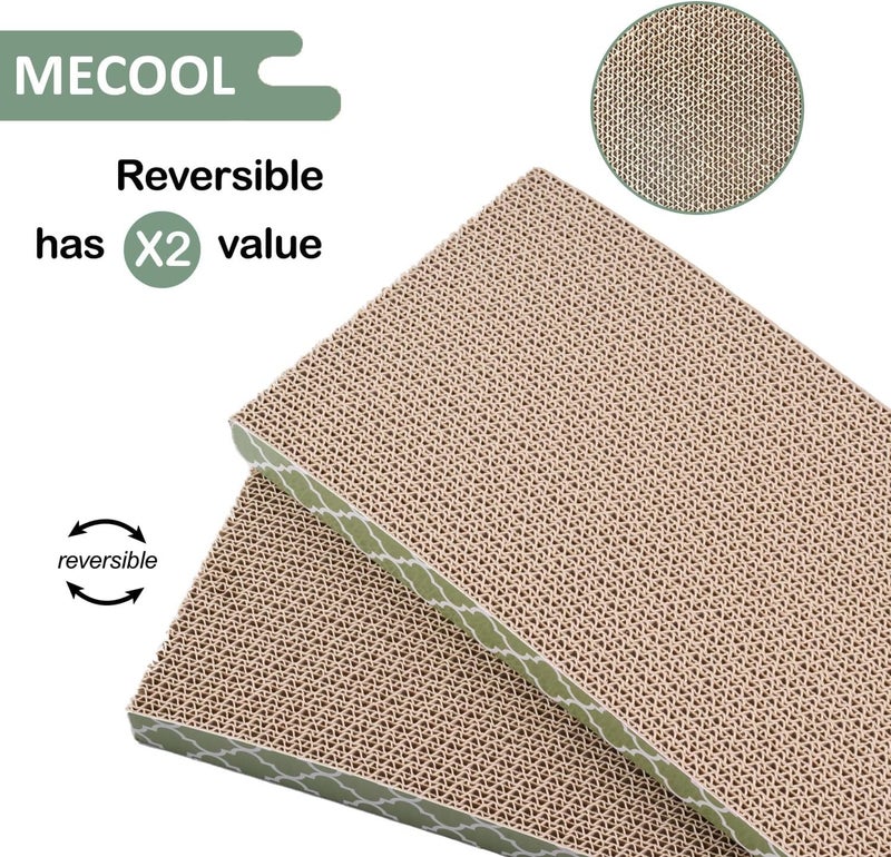MECOOL Cat Scratcher Cardboard Scratching Pads Scratch with Catnip 2PCS Reversible Corrugated Cardboard - Image 2