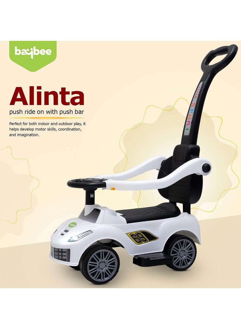 BAYBEE Kids Ride-On Push Car with Safety Rails & Handle – White Sport Edition - Image 3