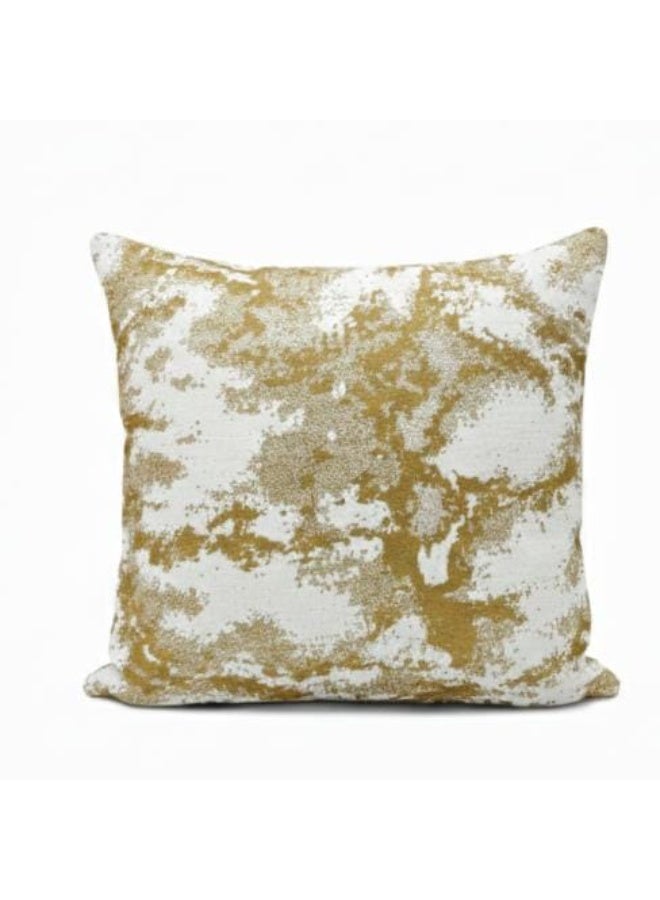 أي كي دي سي وسادة مربعة أنيقة من AKDC بنقشة تجريدية باللونين البيج والأبيض للأريكة والسرير - مصنوعة من قماش قطني، 45×45 سم - Image 1