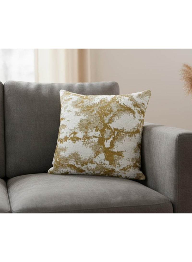 أي كي دي سي وسادة مربعة أنيقة من AKDC بنقشة تجريدية باللونين البيج والأبيض للأريكة والسرير - مصنوعة من قماش قطني، 45×45 سم - Image 2