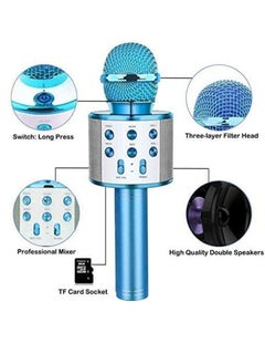 Yuwell Wireless Bluetooth Karaoke Microphone, 3-in-1 Portable Handheld Mic Speaker for All Smartphones Gifts For Girls Kids Wireless Speaker With Microphone WS-858 Blue  - Image 2