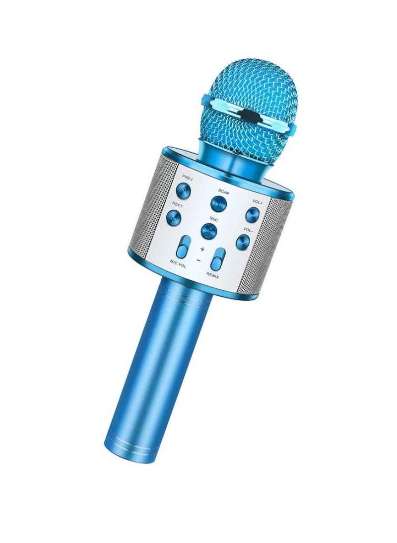 Yuwell Wireless Bluetooth Karaoke Microphone, 3-in-1 Portable Handheld Mic Speaker for All Smartphones Gifts For Girls Kids Wireless Speaker With Microphone WS-858 Blue  - Image 1