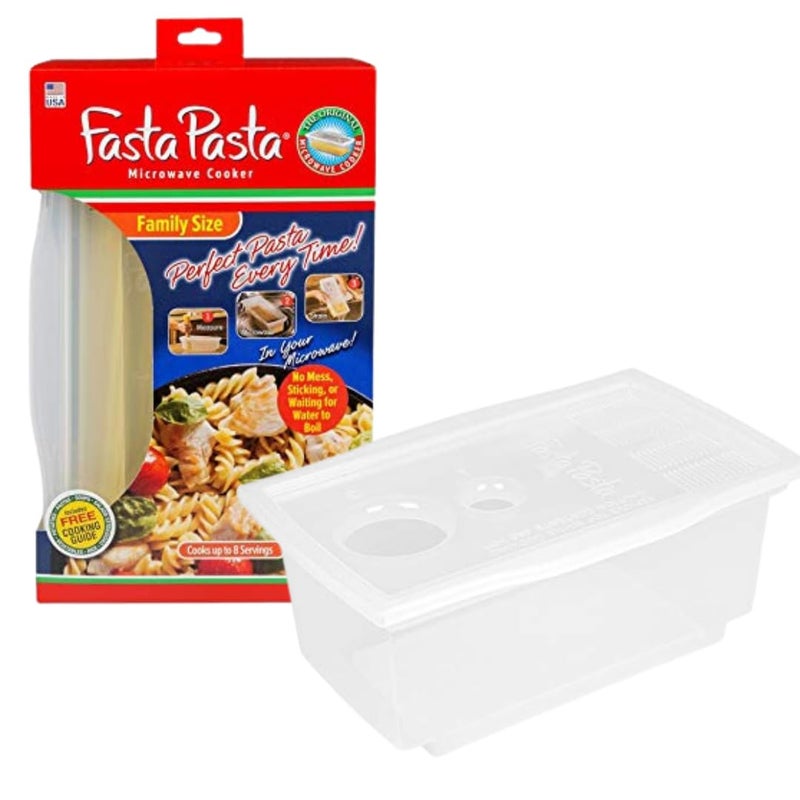 Fasta Pasta Microwave Spaghetti Cooker The Original Fasta Pasta Family Size Quickly Cooks up to 8 Servings No Mess Sticking or Waiting for Water to Boil Perfect Al Dente Pasta Every Time