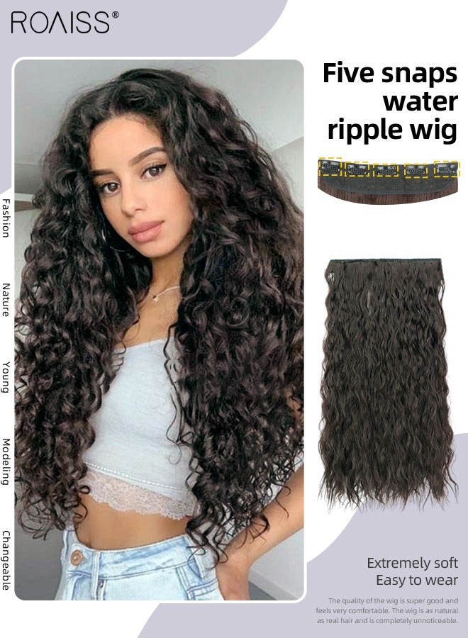 roaiss Clip in Hair Extensions, One Piece Curly Hair Extension with 5 Clips, Heat Resistant Synthetic Hairpiece for Women Girls, 55cm (22 inches) - Image 1