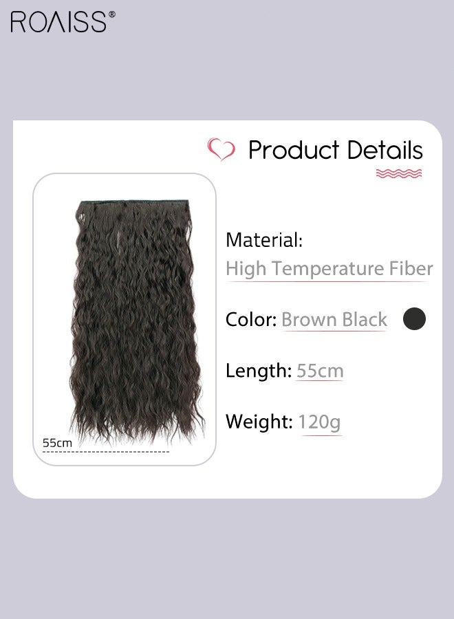 roaiss Clip in Hair Extensions, One Piece Curly Hair Extension with 5 Clips, Heat Resistant Synthetic Hairpiece for Women Girls, 55cm (22 inches) - Image 2