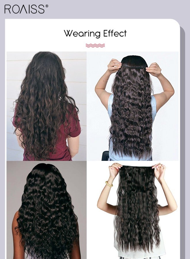 roaiss Clip in Hair Extensions, One Piece Curly Hair Extension with 5 Clips, Heat Resistant Synthetic Hairpiece for Women Girls, 55cm (22 inches) - Image 3