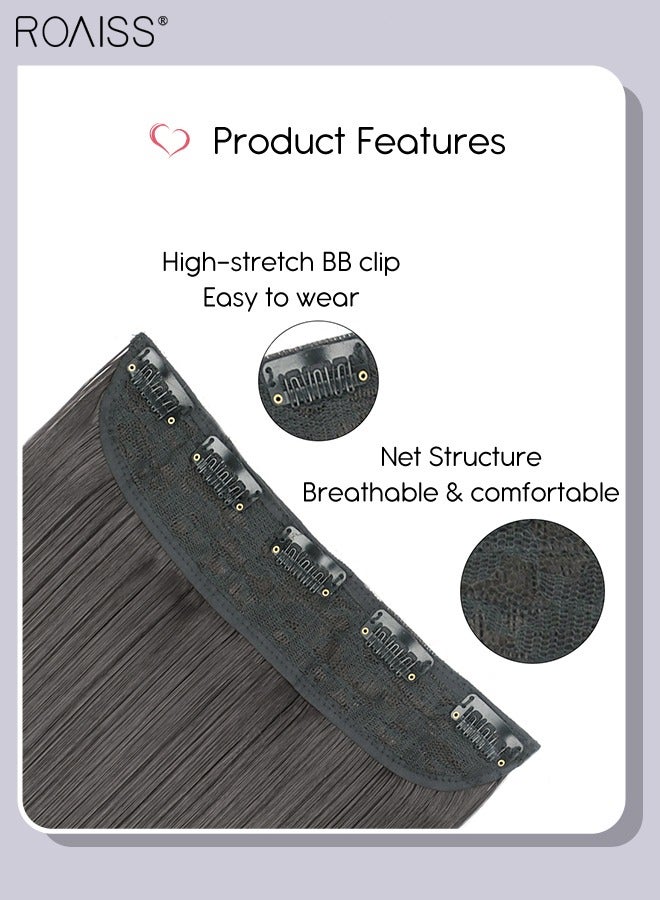 roaiss Clip in Hair Extensions, One Piece Curly Hair Extension with 5 Clips, Heat Resistant Synthetic Hairpiece for Women Girls, 55cm (22 inches) - Image 4