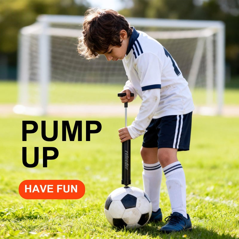 releeder 10 Inch Ball Pump Kit, Basketball Pump, Portable Air Pump with 5 Needles, 1 Nozzle & Extension Hose for Soccer Football Volleyball Water Polo Rugby Exercise Sports Ball - Image 4