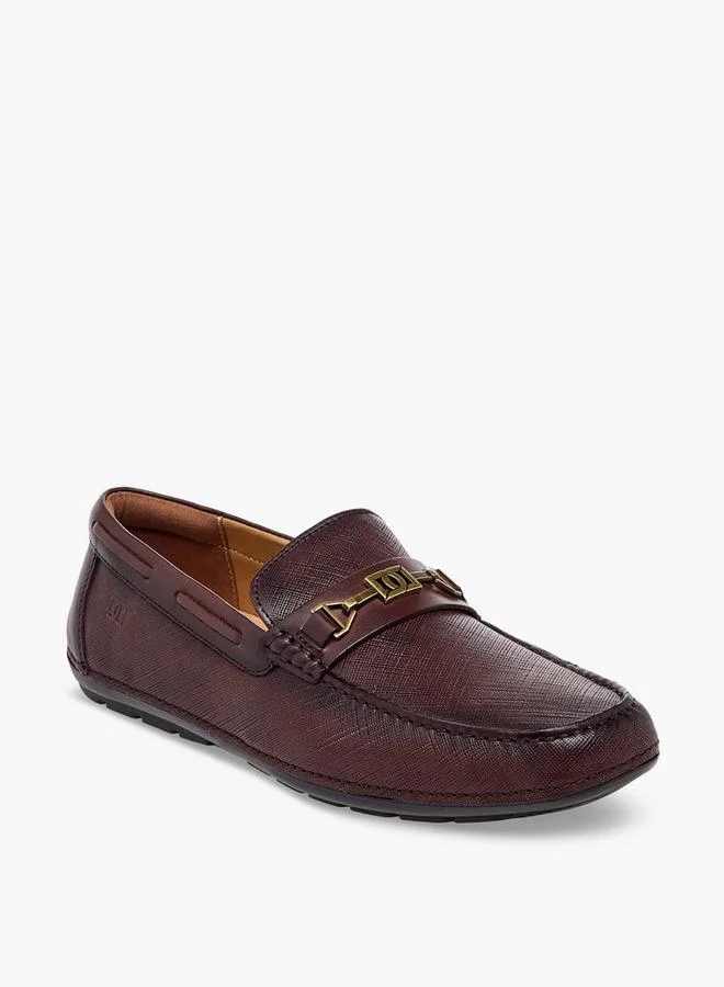 دوتشيني Men Textured Leather Slip-On Loafers