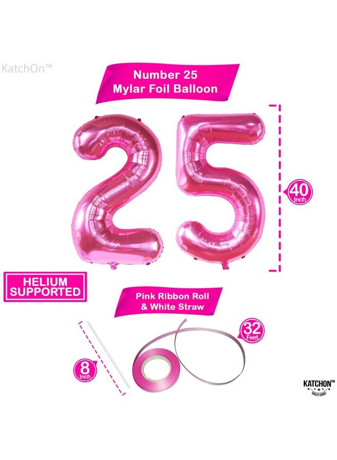 KATCHON Hot Pink 25 Balloon Numbers 40 Inch ; Hot Pink 25 Birthday Balloons For Women ; Happy 25Th Birthday Decorations For Women ; Number 25 Balloon ; Pink 25 Year Old Balloon For 25Th Birthday - Image 5