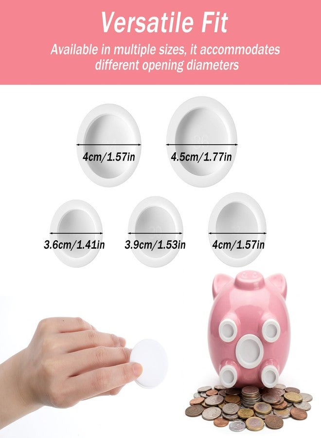 Thrymme 5 Pcs Piggy Bank Plug, Small Piggy Bank Stopper Round Rubber Plugs Replacement for Coin Jar Hole Cover (White, 0.55 x 0.79 x 0.39 in) - Image 3