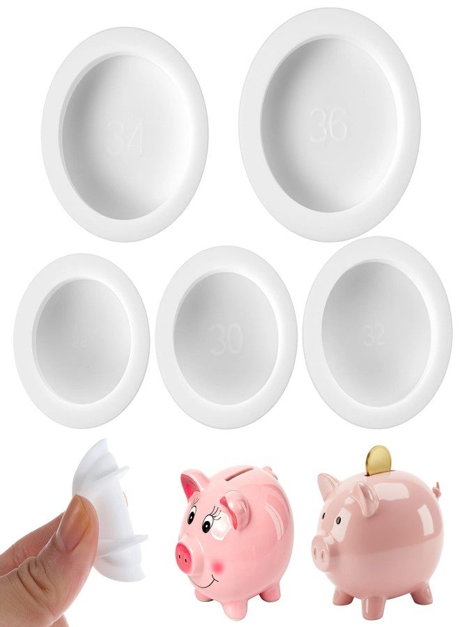 Thrymme 5 Pcs Piggy Bank Plug, Small Piggy Bank Stopper Round Rubber Plugs Replacement for Coin Jar Hole Cover (White, 0.55 x 0.79 x 0.39 in) - Image 1