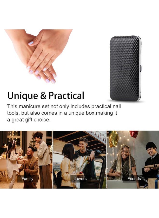 ZIZZON - Manicure, Pedicure Kit, Nail Clippers Set of 12Pcs, Professional Grooming Kit, Nail Tools with Luxurious Travel Case Black - Image 1