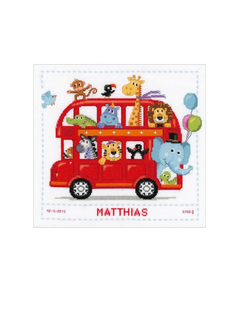 Cross Stitch Kit 11.25in x 11.25in Safari Bus - Image 1