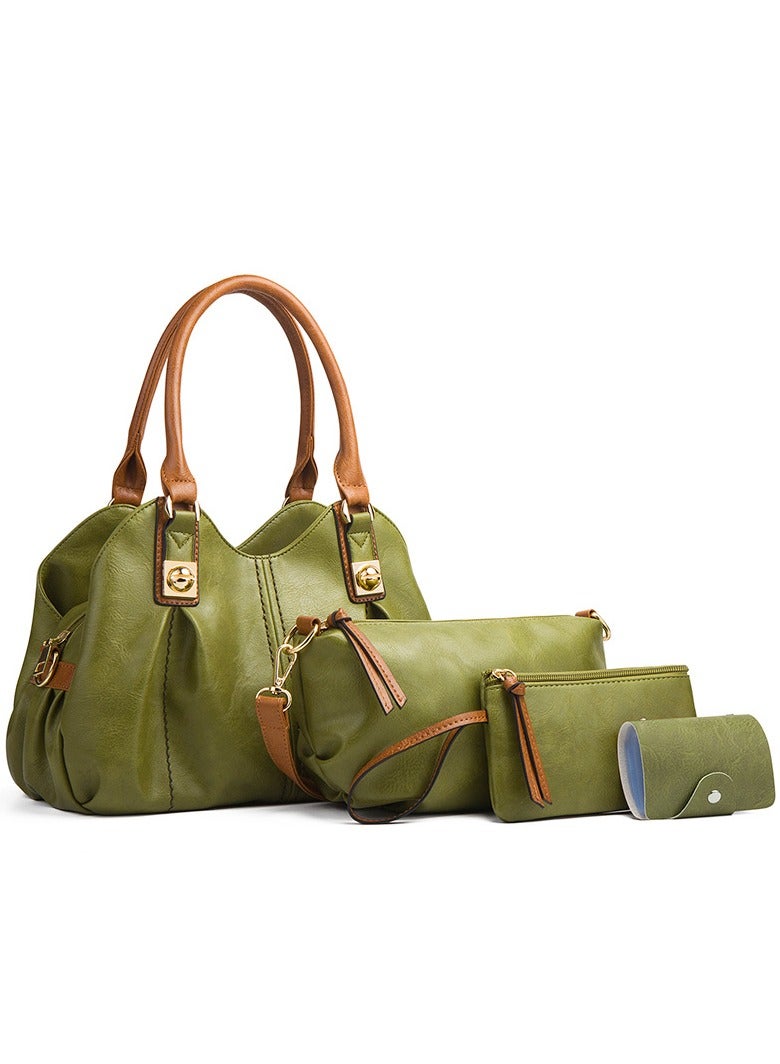 4pcs Purses Retro Tote Handbags for Women - Stylish Shoulder Bags Soft Top Handle Satchel Set  - Image 1