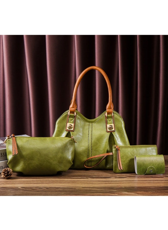 4pcs Purses Retro Tote Handbags for Women - Stylish Shoulder Bags Soft Top Handle Satchel Set  - Image 3