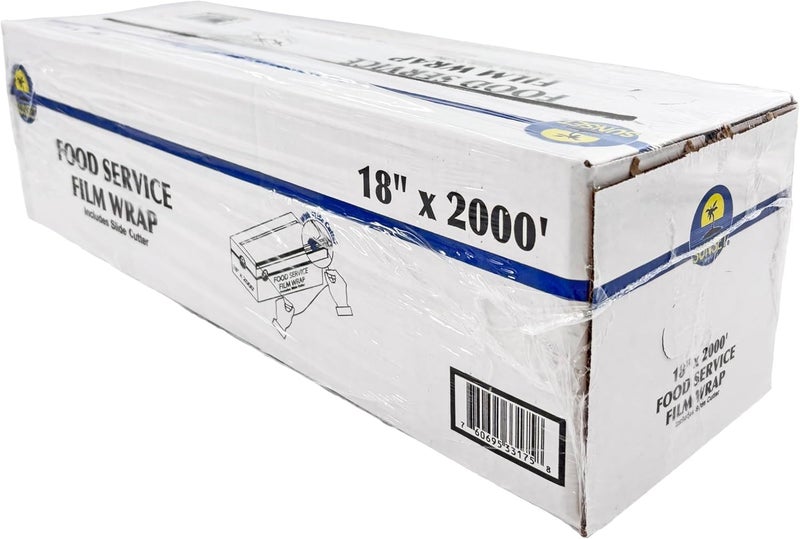 SunSet Food Service Plastic Film Wrap - 18" x 2000' - Includes Safety Blade - Image 2